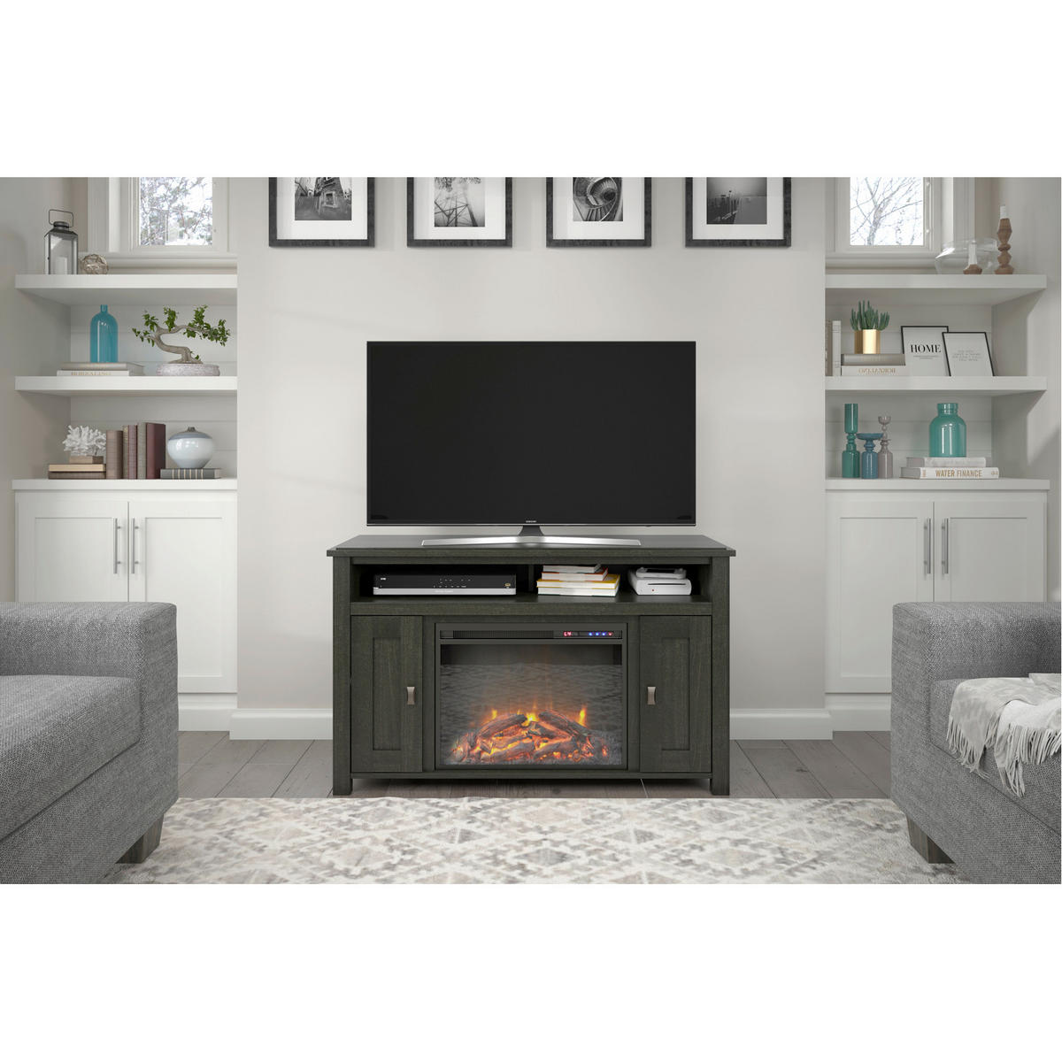 LOWBOARD Farmington  in 121/75/40 cm  - Schwarz, Design, Glas/Holzwerkstoff (121/75/40cm) - MID.YOU