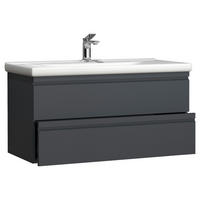 TVÄTTSTÄLL MED KOMMOD 100 cm  - vit/antracit, Modern, trämaterial/keramik (100cm) - MID.YOU