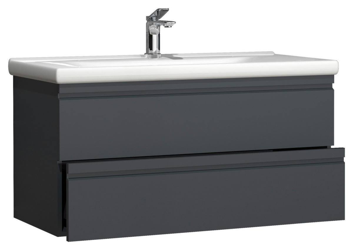 TVÄTTSTÄLL MED KOMMOD 100 cm  - vit/antracit, Modern, trämaterial/keramik (100cm) - MID.YOU