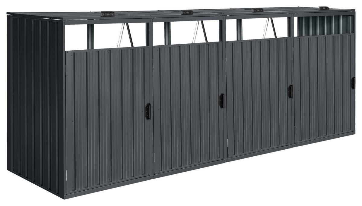 MÜLLTONNENBOX - Anthrazit, KONVENTIONELL, Metall (80/122/320cm) - Ambia Garden