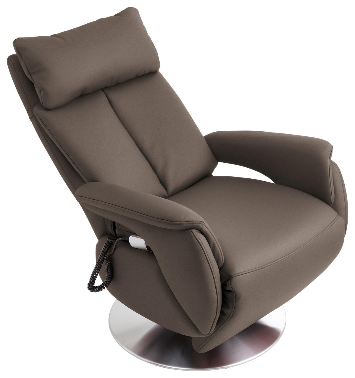 RELAXSESSEL in Leder Graubraun  - Edelstahlfarben/Graubraun, Konventionell, Leder/Metall (78/110/81cm) - Cantus