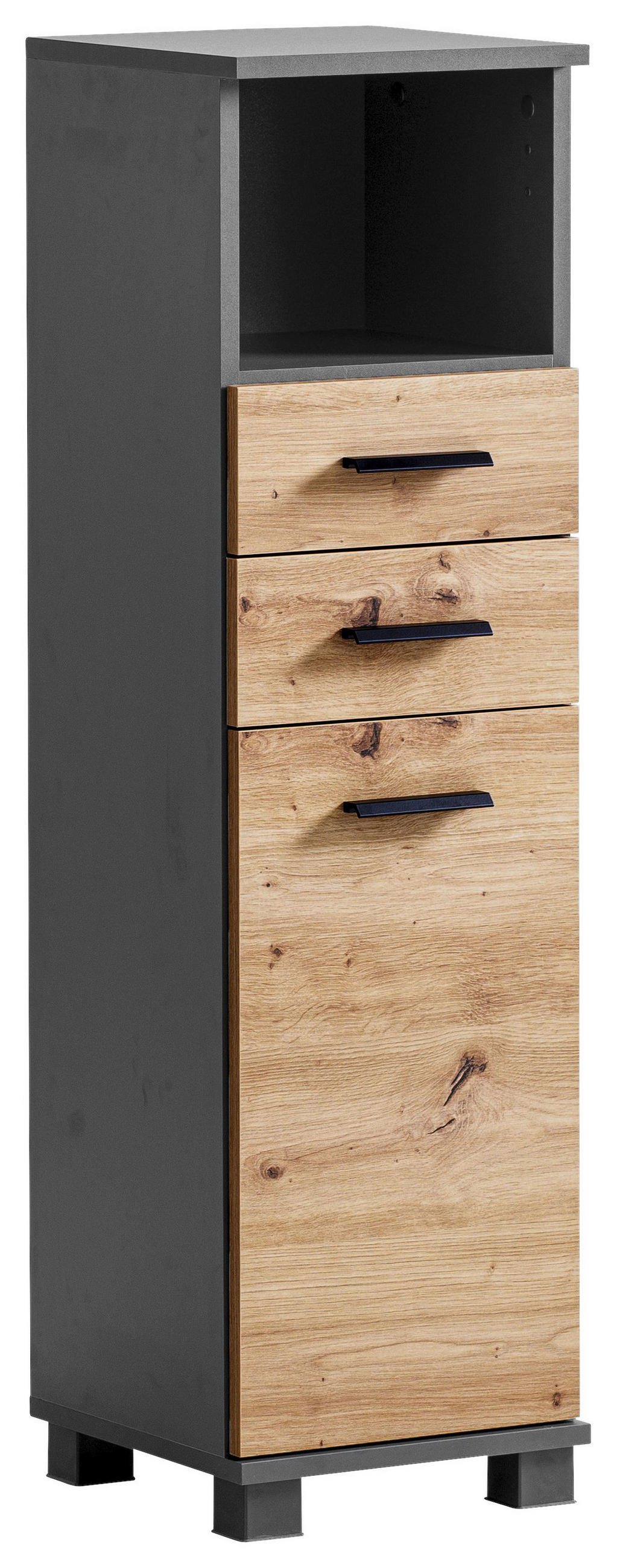 MIDISCHRANK  - Anthrazit/Schwarz, KONVENTIONELL, Holzwerkstoff/Kunststoff (30/110,5cm) - Stylife