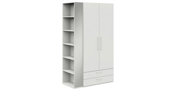 KLEIDERSCHRANK 2-türig Weiß  - Edelstahlfarben/Weiß, Design, Holzwerkstoff/Metall (126,3/213,6/59,3cm) - Cantus