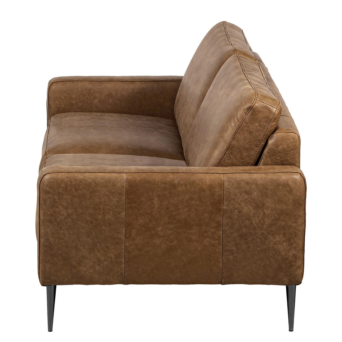 3-SITZER-SOFA SPRING in Lederlook Echtleder Cognac  - Cognac/Schwarzchrom, Design, Leder/Textil (187/85/92cm) - Livetastic