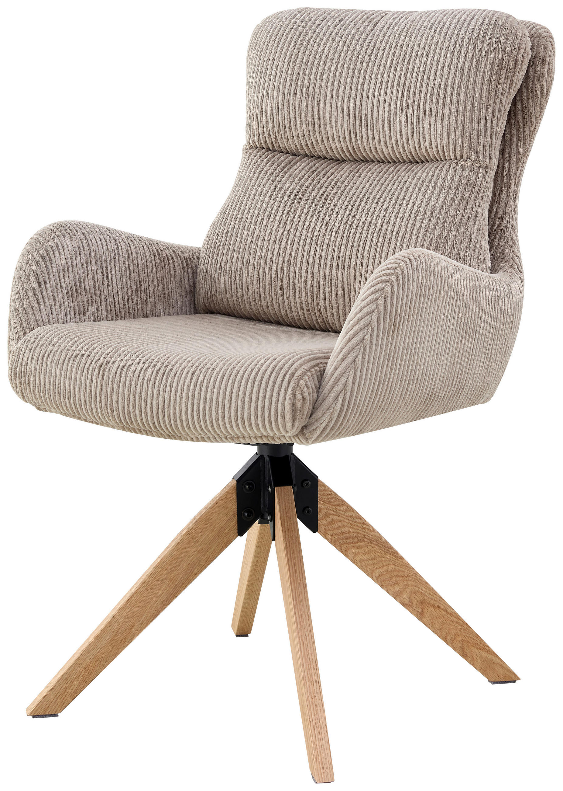 ARMLEHNSTUHL  in Eisen Cord  - Taupe/Naturfarben, KONVENTIONELL, Holz/Textil (60/91/72cm) - Livetastic