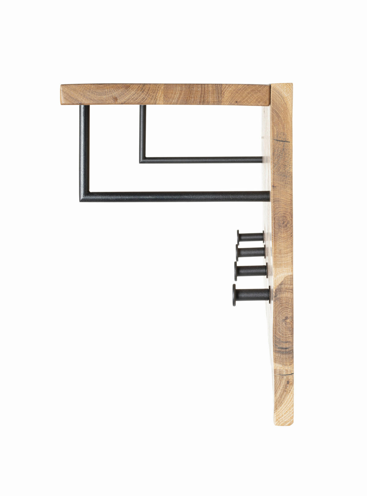 WANDGARDEROBE  in Eiche massiv Schwarz, Eichefarben  - Eichefarben/Schwarz, Basics, Holz/Metall (80/30/20cm)