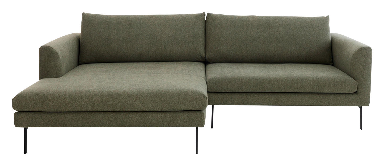 ECKSOFA Ottomane links  Dunkelgrün Flachgewebe  - Dunkelgrün/Schwarz, Design, Textil/Metall (175/267cm) - Musterring