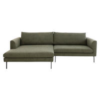 ECKSOFA Ottomane links  Dunkelgrün Flachgewebe  - Dunkelgrün/Schwarz, Design, Textil/Metall (175/267cm) - Musterring