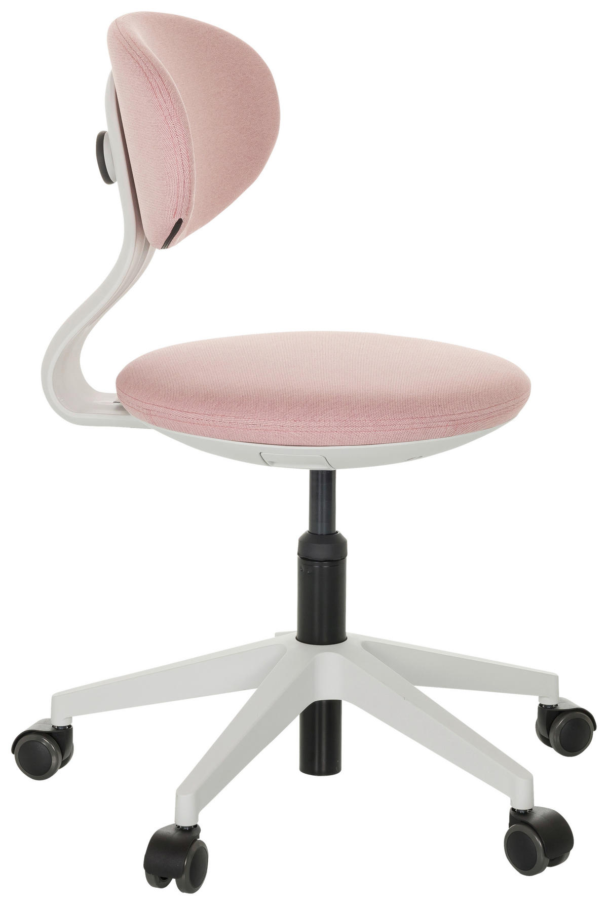 OTOČNÁ ŽIDLE PRO MLÁDEŽ, růžová - bílá/růžová, Basics, textil/plast (42/66-87/52cm) - MID.YOU