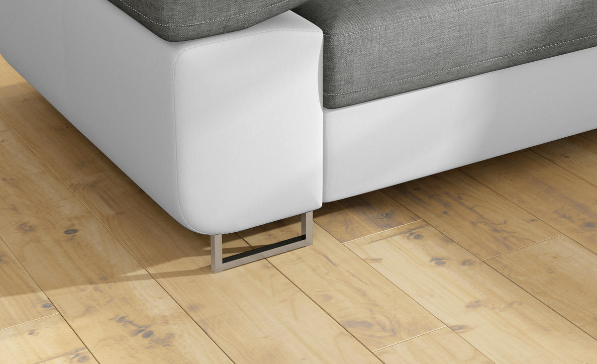 ECKSOFA in Textilgeflecht Grau, Weiß  272/203 cm  - Chromfarben/Weiß, Design, Textil/Metall (272/203cm) - MID.YOU