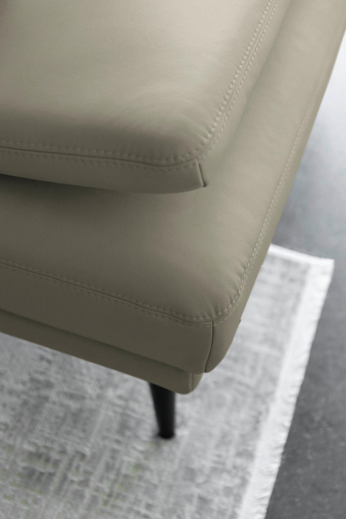 ECKSOFA Echtleder Platinfarben  - Platinfarben/Schwarz, Konventionell, Leder/Metall (301/180cm) - Joop!