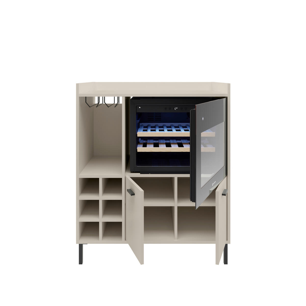 BARSCHRANK in Kaschmir  - Kaschmir/Schwarz, Trend, Holzwerkstoff/Metall (90/105/58cm) - MID.YOU