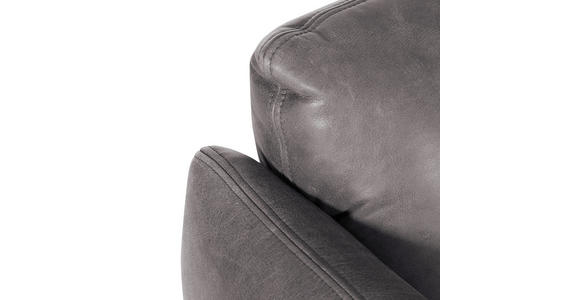SESSEL in Echtleder Grau  - Schwarz/Grau, KONVENTIONELL, Leder/Metall (100/80/90cm) - Carryhome
