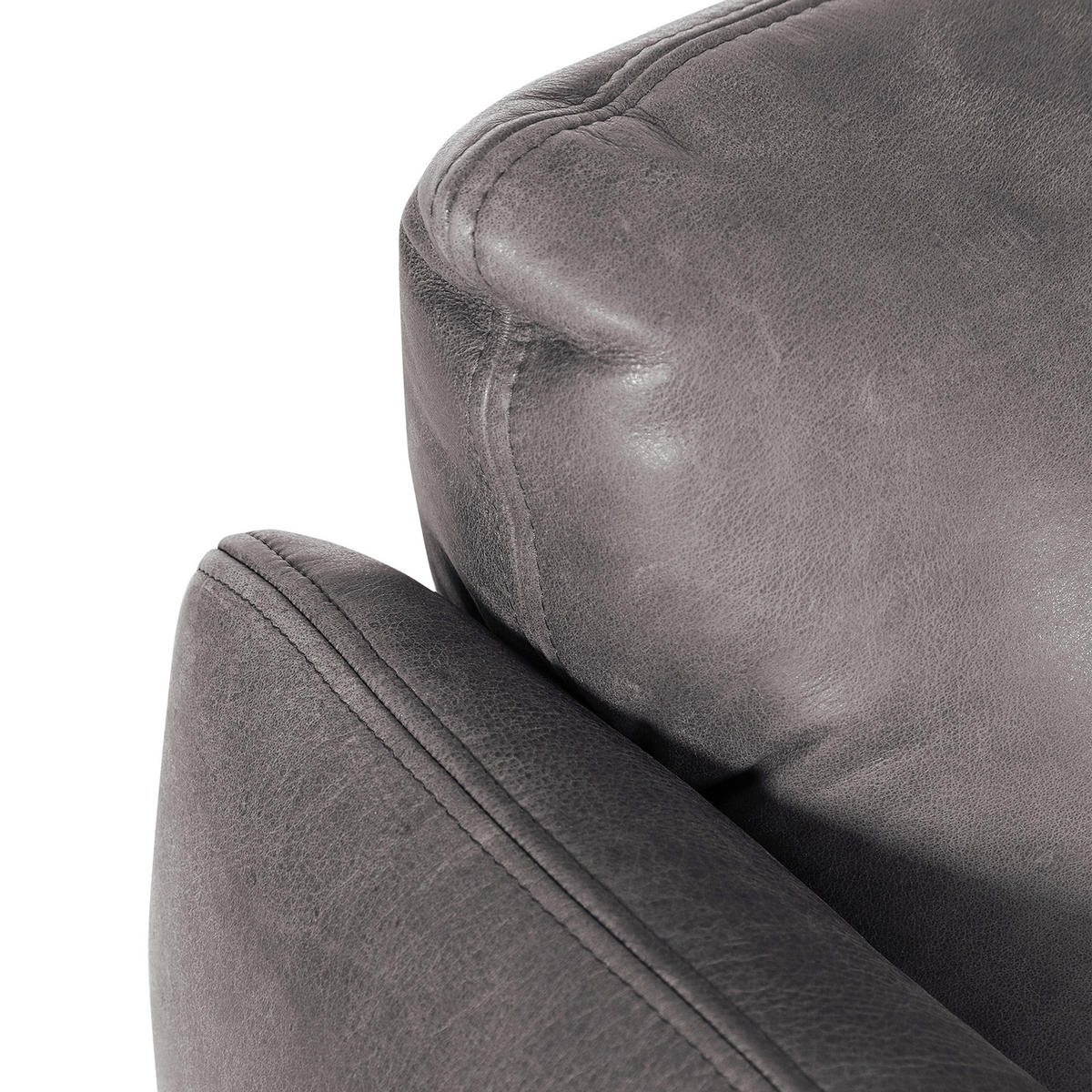 SESSEL in Echtleder Grau  - Schwarz/Grau, KONVENTIONELL, Leder/Metall (100/80/90cm) - Carryhome