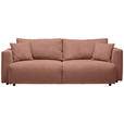 SCHLAFSOFA Cord Koralle  - Koralle/Schwarz, Design, Kunststoff/Textil (250/92/105cm) - Carryhome