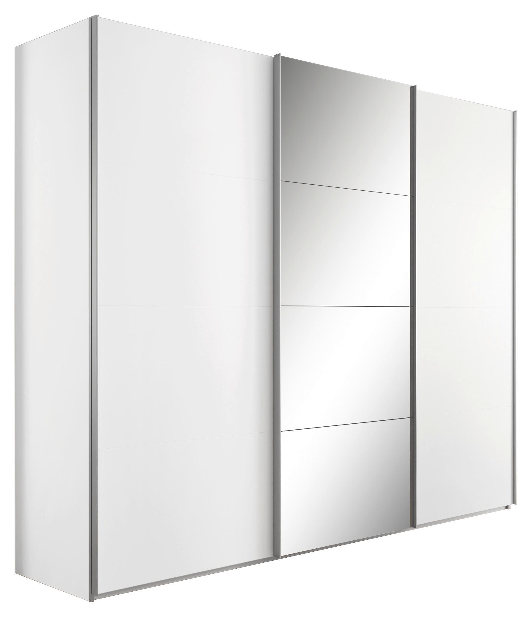 SCHWEBETÜRENSCHRANK 271/223/68 cm 3-türig Weiß  - Alufarben/Weiß, KONVENTIONELL, Glas/Holzwerkstoff (271/223/68cm) - home24