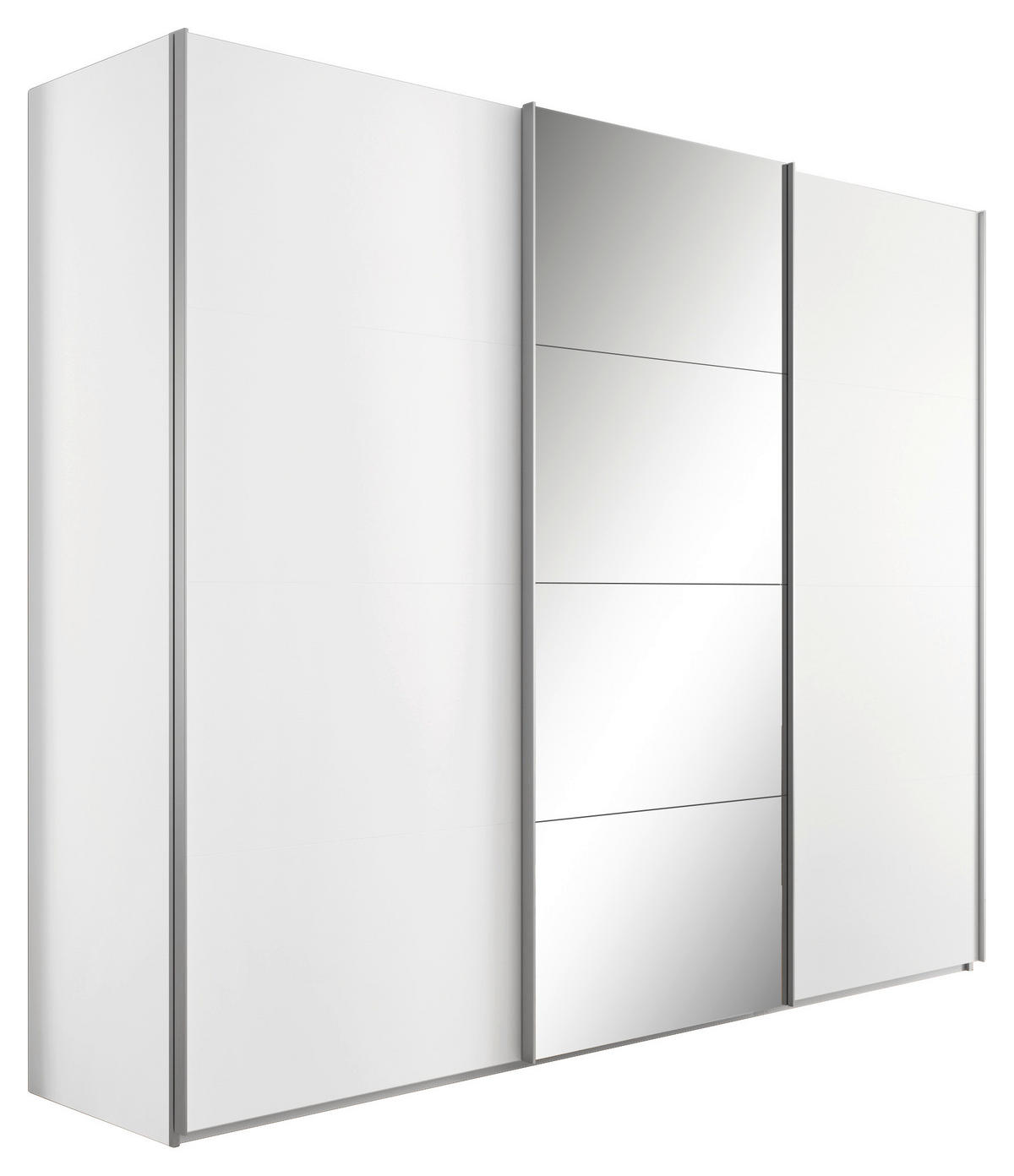 SCHWEBETÜRENSCHRANK  in Weiß  - Alufarben/Weiß, KONVENTIONELL, Glas/Holzwerkstoff (271/223/68cm) - home24