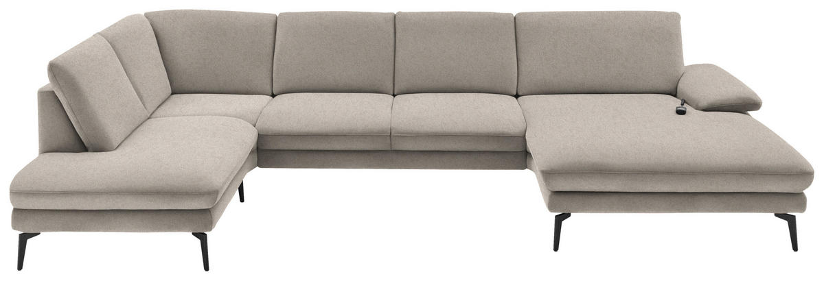 SAROKGARNITÚRA textil világosbarna  - fekete/világosbarna, Design, textil/fém (208/344/180cm) - Dieter Knoll
