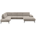WOHNLANDSCHAFT Hellbraun Webstoff  - Hellbraun/Schwarz, Design, Textil/Metall (208/344/180cm) - Dieter Knoll