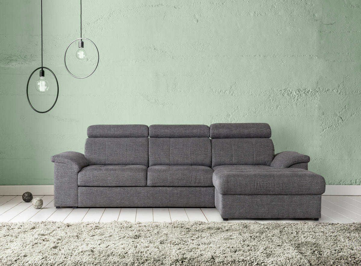 SEDEŽNA GARNITURA, flis siva  - siva, Konvencionalno, tekstil/les (268/185/99cm) - Milax