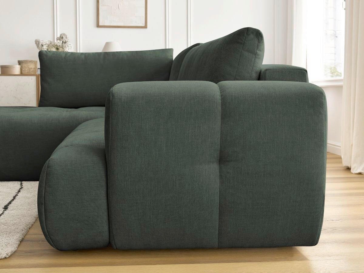 ECKSCHLAFSOFA FUJI Leinenoptik Grün  inkl.  - Schwarz/Grün, MODERN, Kunststoff/Textil (204/282cm)