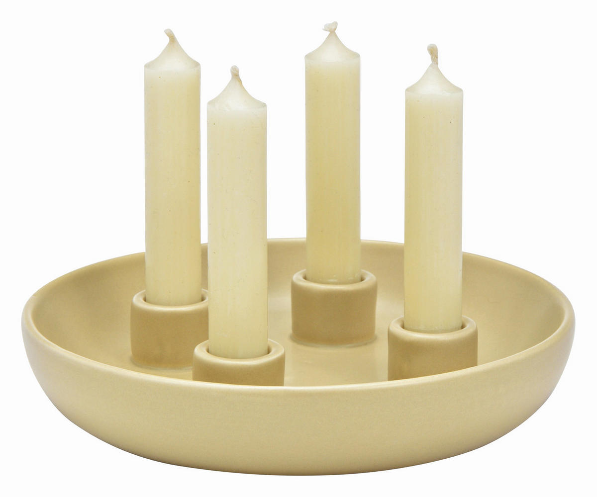 ADVENTSKRANZ  - Beige, Basics, Keramik (21,0/5,0/21,0cm) - X-Mas