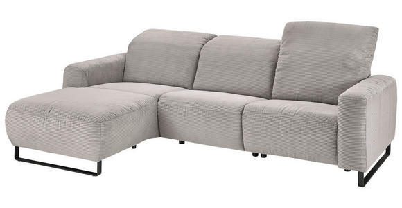 ECKSOFA in Cord Grau  - Schwarz/Grau, KONVENTIONELL, Textil/Metall (180/266cm) - Hom`in