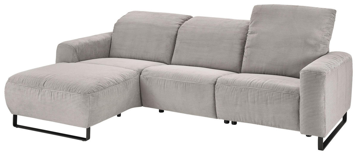 ECKSOFA Grau Cord  - Schwarz/Grau, KONVENTIONELL, Textil/Metall (180/266cm) - Hom`in