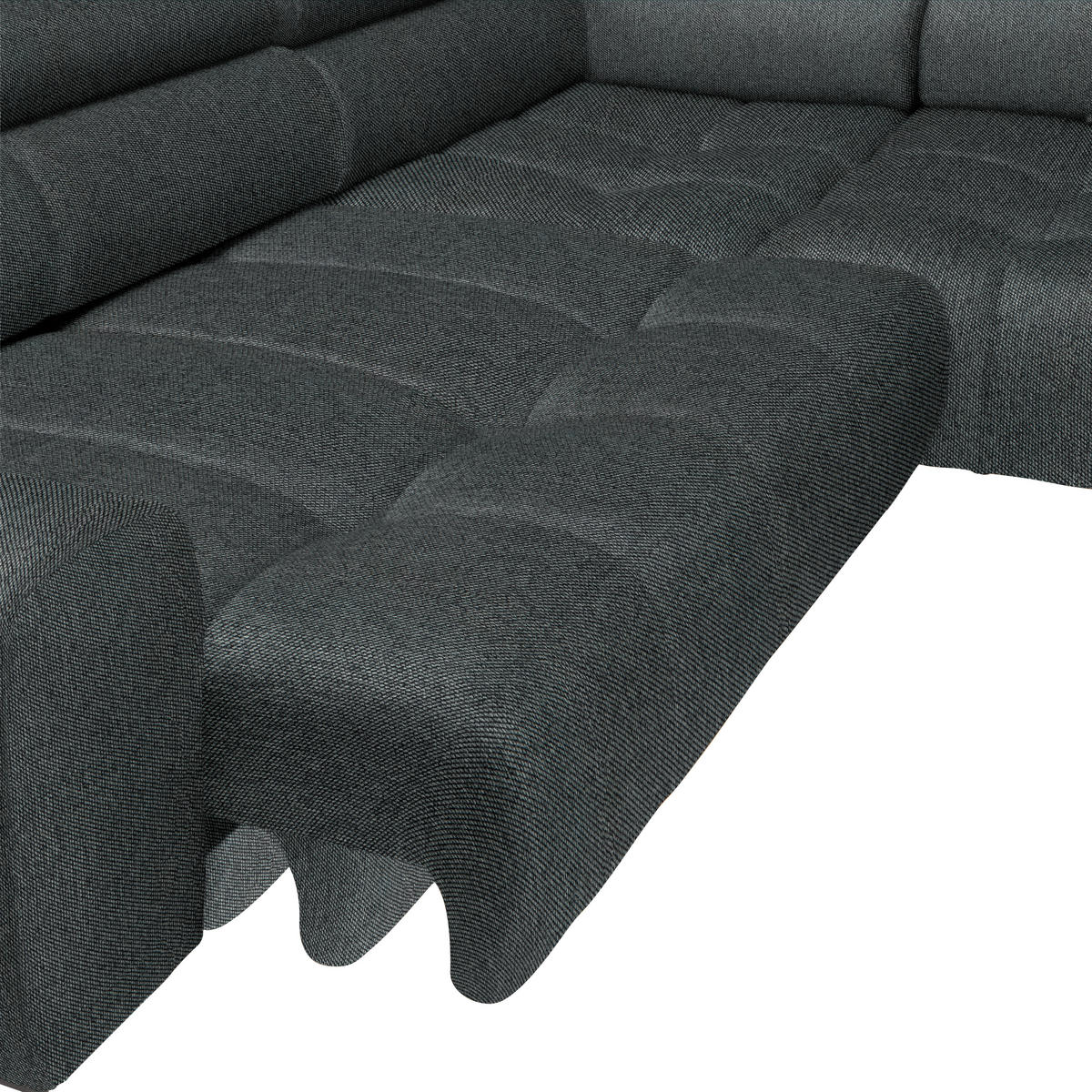 ECKSOFA in Webstoff Graphitfarben  - Schwarz/Graphitfarben, Design, Textil/Metall (270/177cm) - Welnova