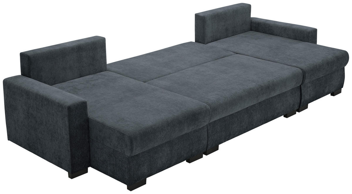 WOHNLANDSCHAFT Dunkelgrau Chenille  - Dunkelgrau/Schwarz, KONVENTIONELL, Kunststoff/Textil (140/328/140cm) - Ti'me