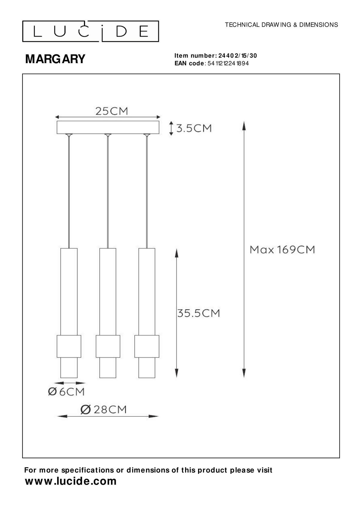 LED-HÄNGELEUCHTE 28/28/169 cm    - Design, Metall (28/28/169cm) - Lucide