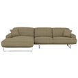 ECKSOFA Lesina in Webstoff Braun  184/304 cm  - Braun, Design, Textil/Metall (184/304cm) - Dieter Knoll