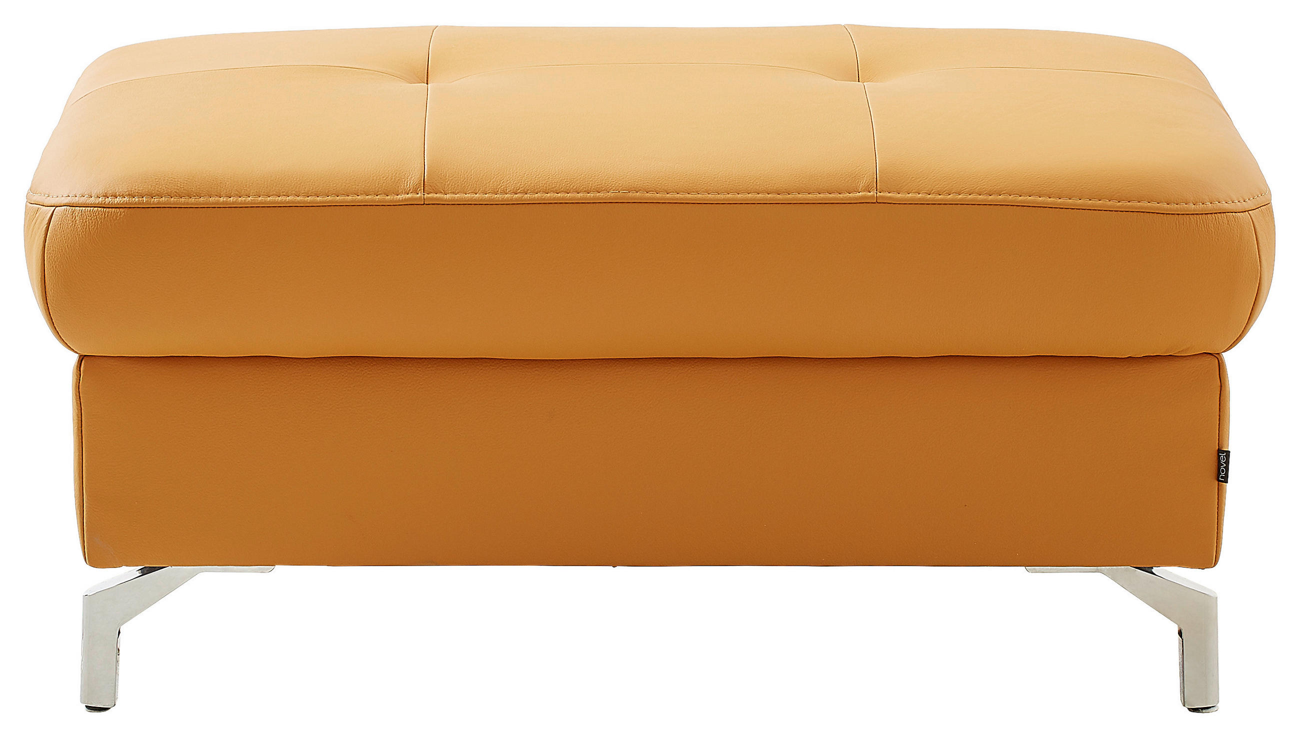HOCKER Echtleder Currygelb - Currygelb/Silberfarben, Design, Leder/Metall (95/40/74cm) - Novel