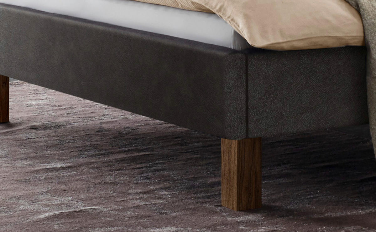 POLSTERBETT gepolstertes Kopfteil 180/200 cm  in Anthrazit, Nussbaumfarben  - Anthrazit/Nussbaumfarben, KONVENTIONELL, Holz/Textil (180/200cm) - Hasena