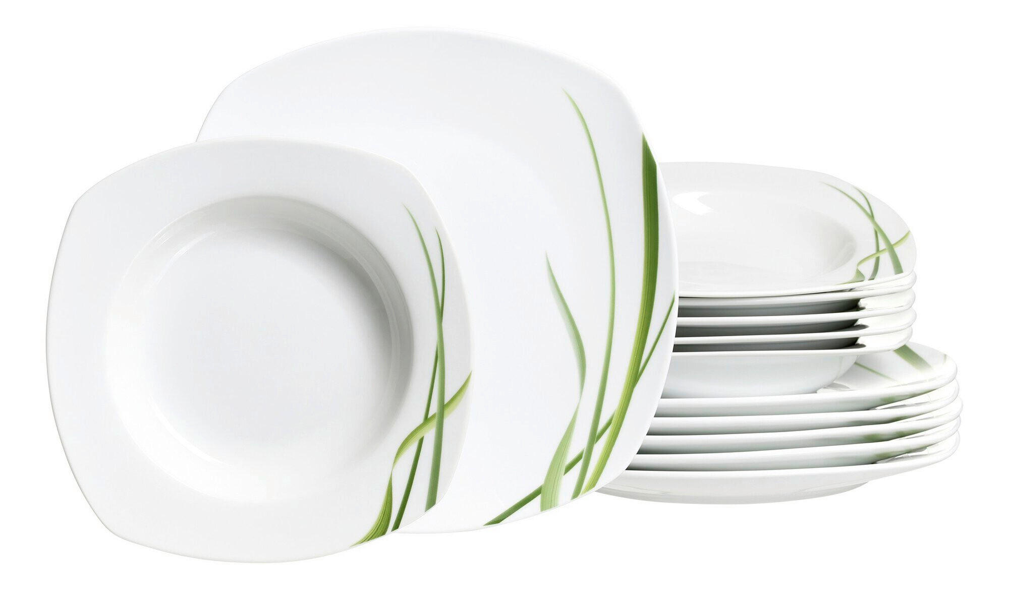 TAFELSERVICE Grün, Weiß Gianna 12-teilig  - Weiß/Grün, KONVENTIONELL, Keramik (27/21/27cm) - Ritzenhoff Breker