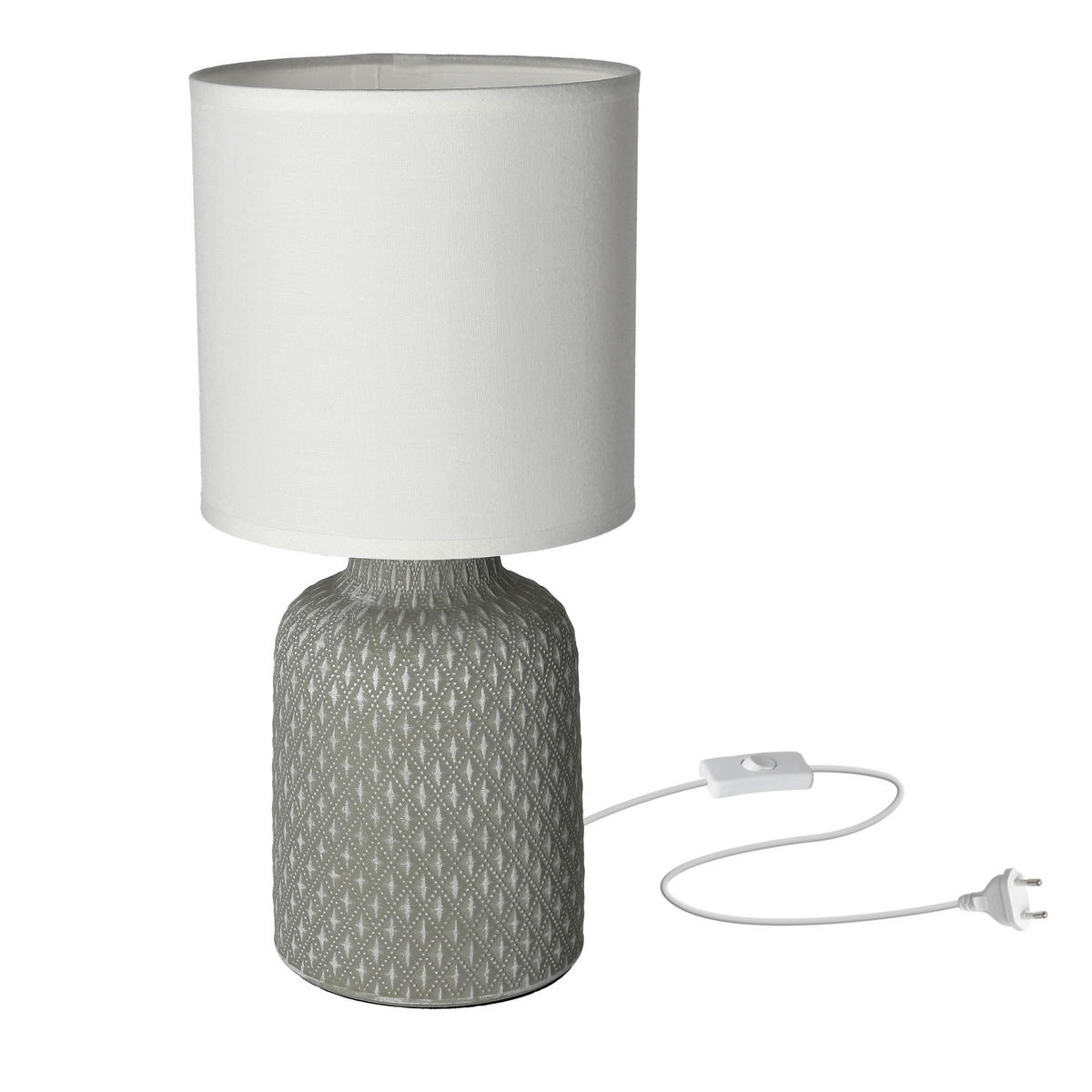 BORDSLAMPA 15/15/32 cm   - vit/grå, Basics, textil/keramik (15/15/32cm)