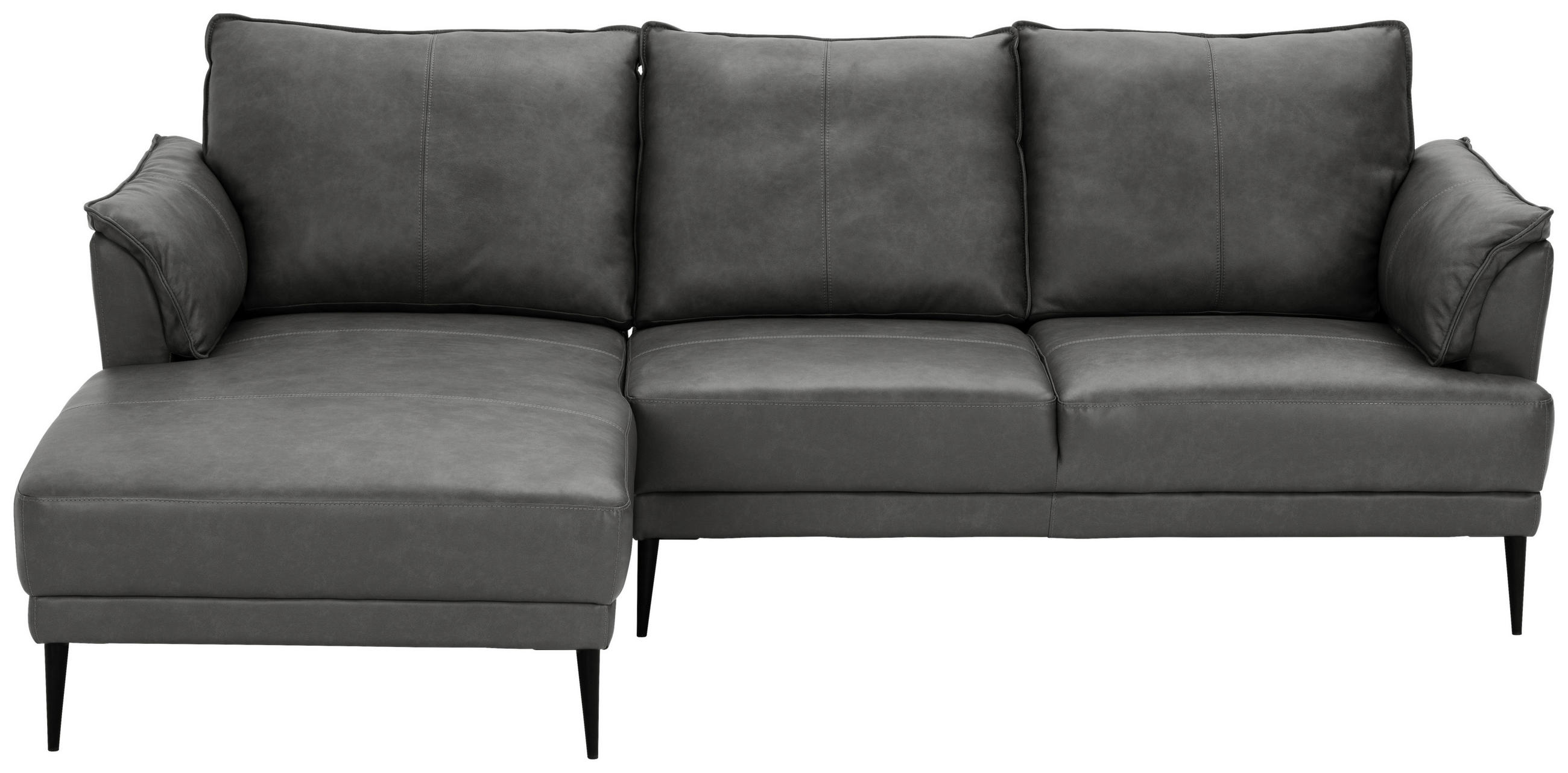 HÖRNSOFFA i äkta läder grå  - svart/grå, Design, metall/läder (153/233cm) - Livetastic