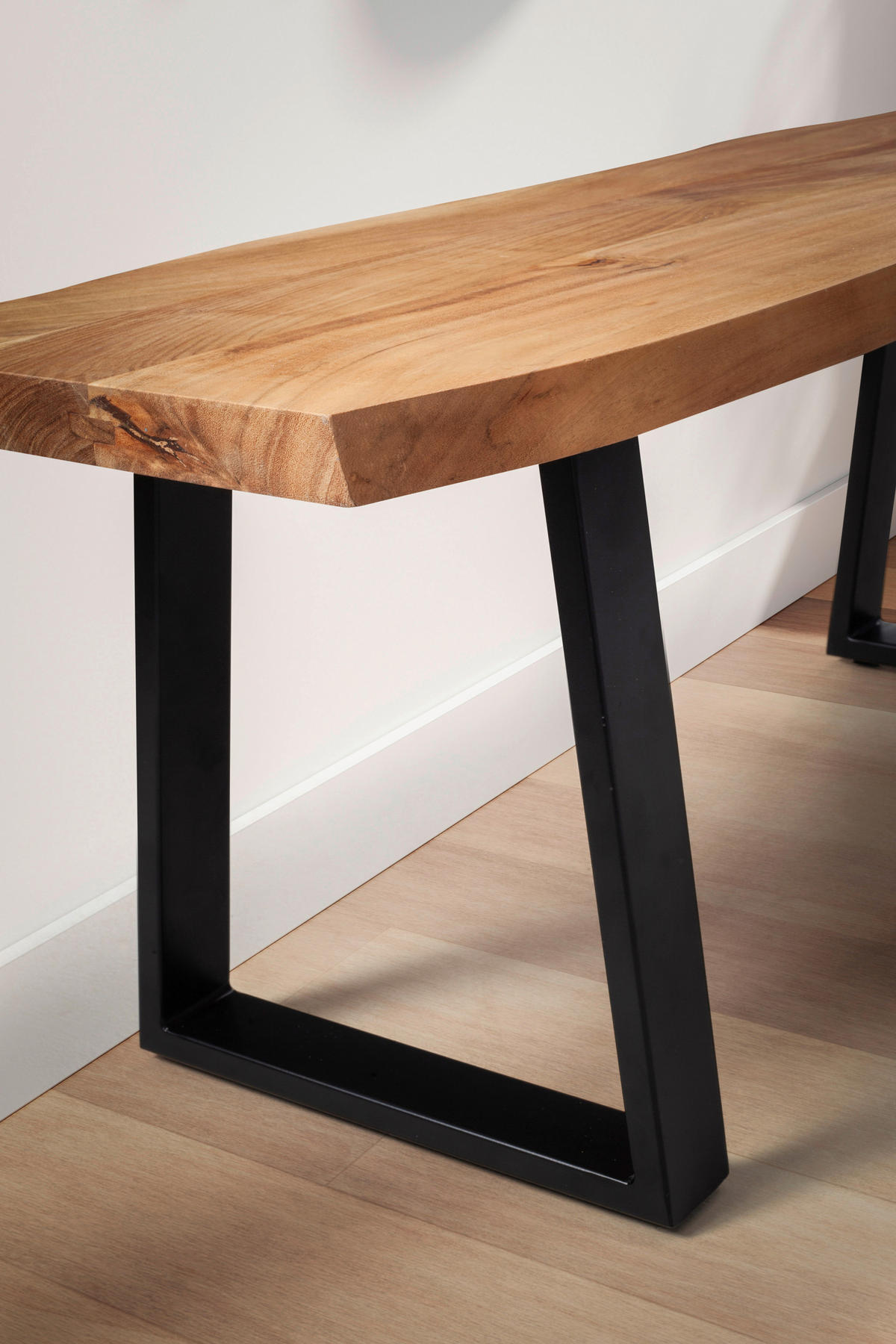 GARDEROBENBANK  - Hellbraun/Schwarz, Design, Holz/Metall (120/40/45,5cm) - MID.YOU