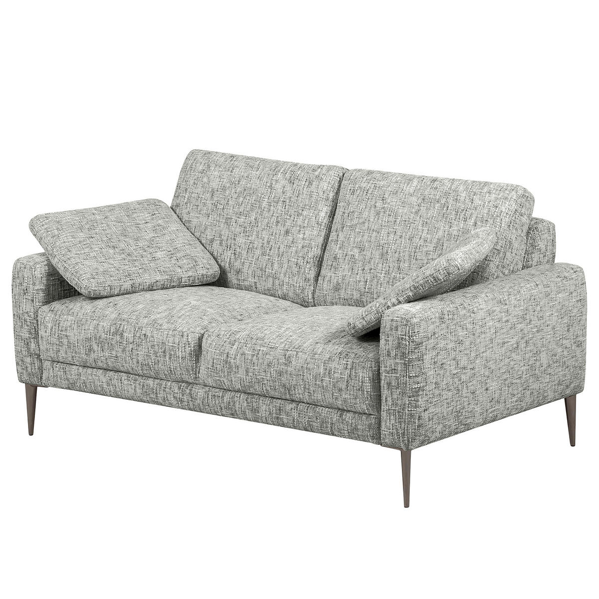 2-SITZER-SOFA Webstoff Grau  - Schwarzchrom/Grau, Design, Textil/Metall (157/85/92cm) - Livetastic