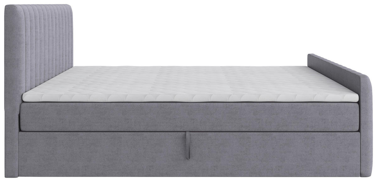 BOXBETT 140/200 cm,  in Silberfarben, gepolstertes Kopfteil, Bettkasten, Topper, Matratzen, H3 + H3 = fest  - Silberfarben/Schwarz, Basics, Kunststoff/Textil (140/200cm) - Chameo