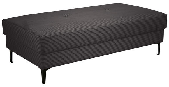 HOCKER Velours Dunkelgrau  - Dunkelgrau/Schwarz, Design, Textil/Metall (140/45/80cm) - Xora