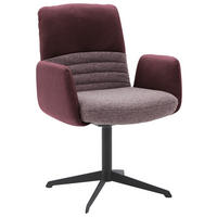 ARMLEHNSTUHL  Lederauswahl, Stoffauswahl, inklusive Armlehnen, Sitzfläche 180° drehbar Flachgewebe Echtleder  - Rotbraun/Weinrot, Design, Leder/Textil (64/93/69cm) - Dieter Knoll