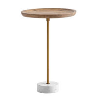 BEISTELLTISCH 40/40/55 cm Mangoholz massiv Eichefarben, Goldfarben rund  - Eichefarben/Goldfarben, Design, Holz/Stein (40/40/55cm) - Livetastic