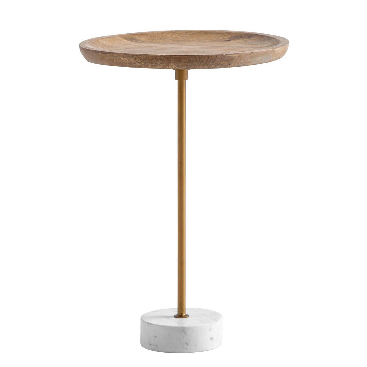 BEISTELLTISCH 40/40/55 cm Mangoholz massiv Eichefarben, Goldfarben rund  - Eichefarben/Goldfarben, Design, Holz/Stein (40/40/55cm) - Livetastic