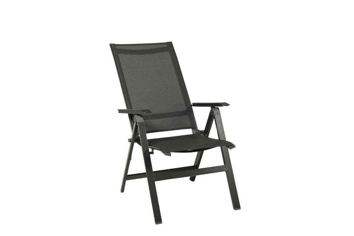 GARTENSET beschichtet Aluminium  - Schieferfarben/Anthrazit, Basics, Textil/Metall (180/98/74cm) - Acamp