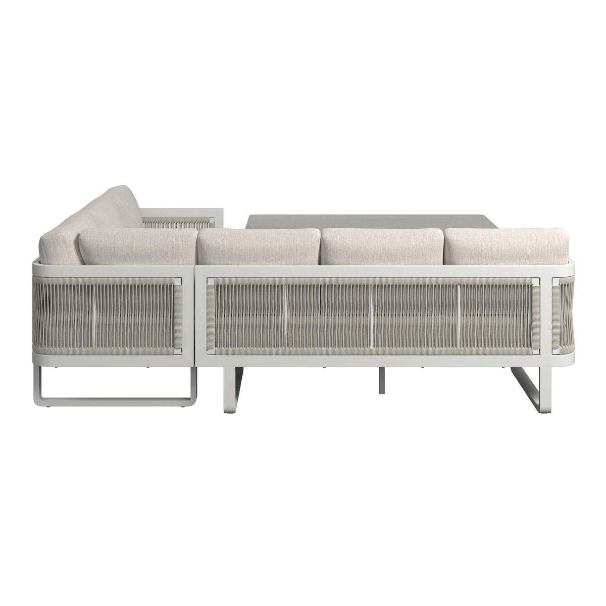 DINING-LOUNGESET Aluminium  - Beige/Hellgrau, Design, Glas/Kunststoff - Amatio