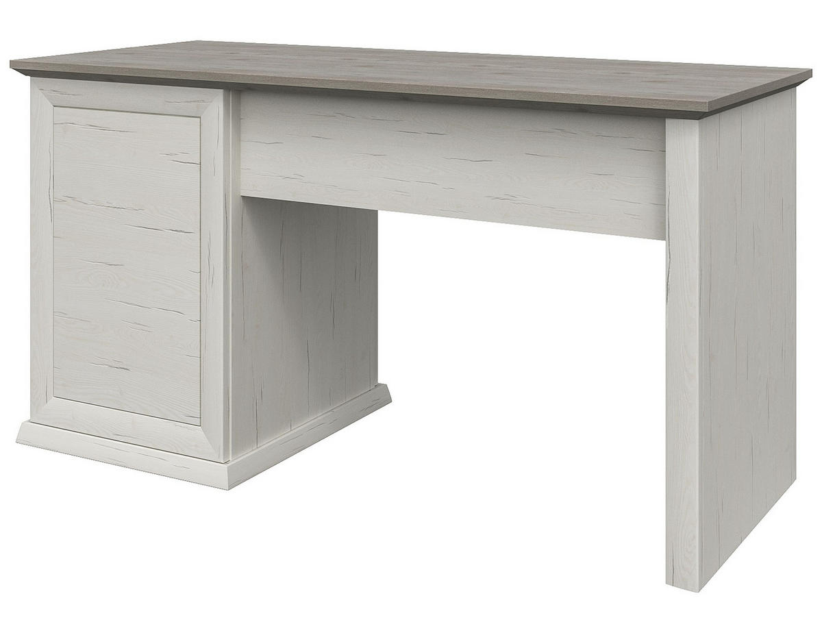 SCHREIBTISCH 135/59/76 cm  in Grau, Weiss  - Weiss/Grau, Lifestyle, Holzwerkstoff/Metall (135/59/76cm) - Hom`in