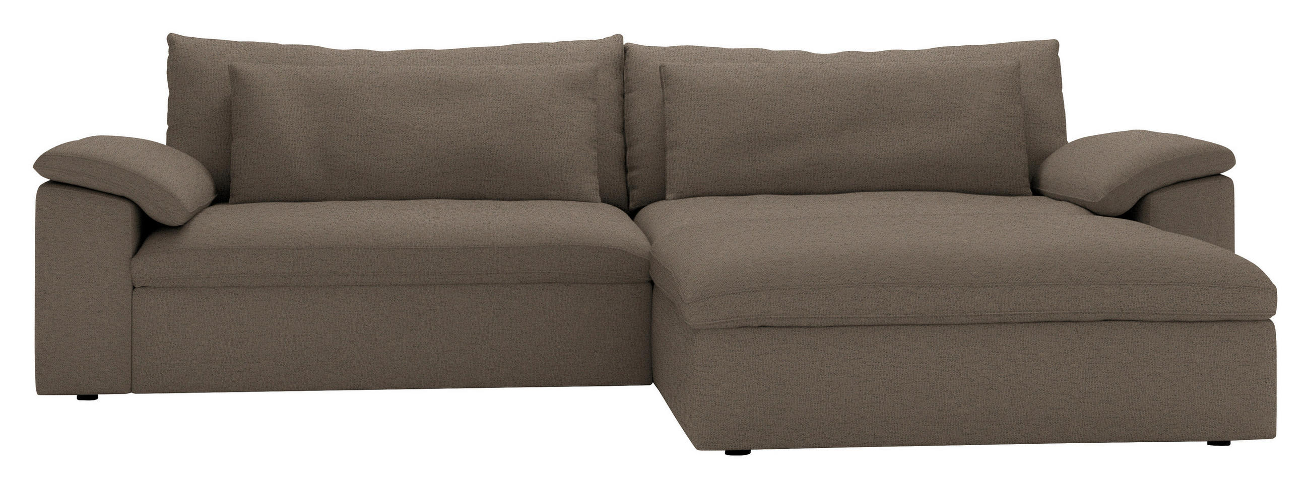 ECKSOFA  Flachgewebe Graubraun  - Graubraun/Schwarz, Modern, Kunststoff/Textil (306/198cm) - Carryhome