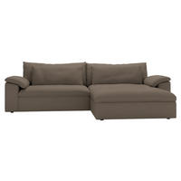 ECKSOFA Flachgewebe Graubraun  - Graubraun/Schwarz, Modern, Kunststoff/Textil (306/198cm) - Carryhome