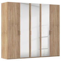 DREHTÜRENSCHRANK 251/223/60 cm,  in Sonoma Eiche, 5-türig  - Silberfarben/Sonoma Eiche, Design, Glas/Holzwerkstoff (251/223/60cm) - Novel